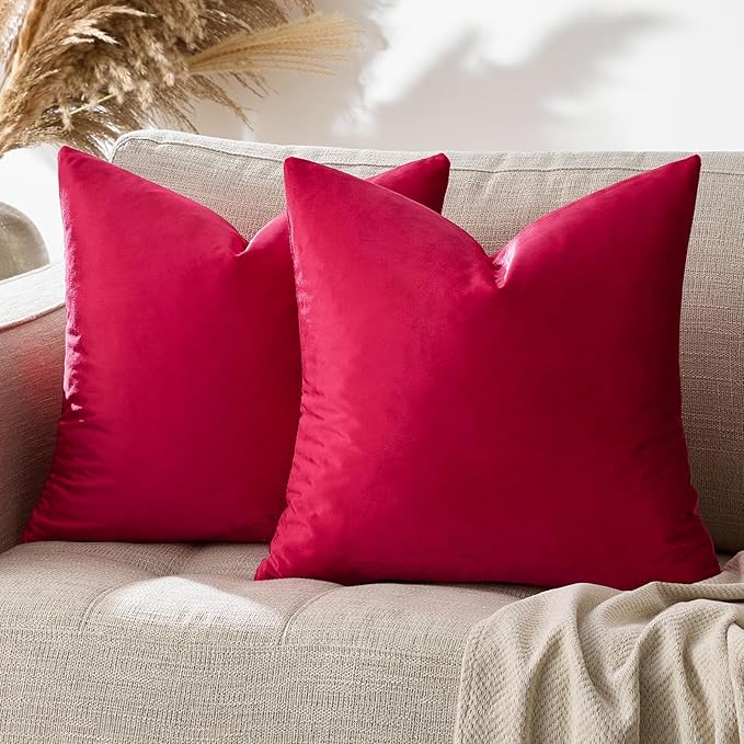 GIGIZAZA Red Velvet Decorative Throw Pillow Covers 18x18 by GIGIZAZAFocusingonhomedecoration