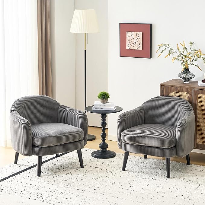 VINGLI 30.3" Wide Modern Barrel Accent Armchairs Set of 2 by VINGLI