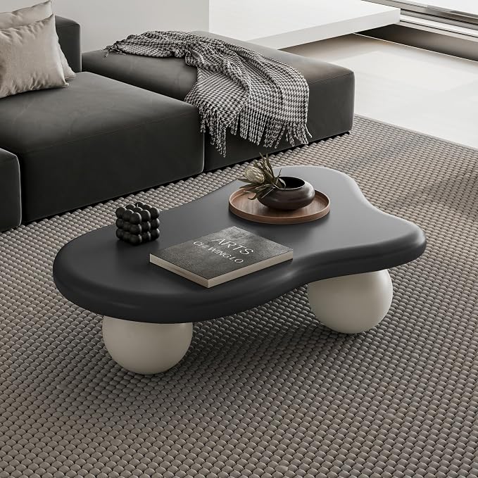 40” Cloud Coffee Table with 3 Ball Legs, Modern Irregular Center Table - Image 3