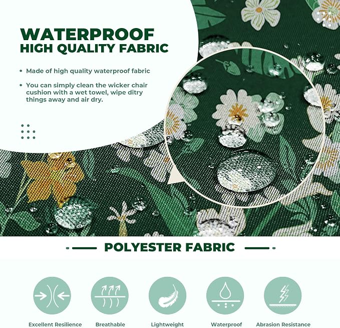 DANGHOOGY Wicker Chair Cushions, Waterproof Outdoor Loveseat Cushions - Image 4