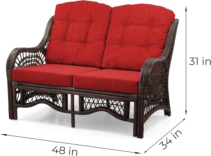 Malibu Lounge Loveseat Sofa Natural Rattan Wicker Handmade Design - Image 2