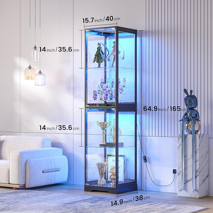 Glass Display Cabinet with Doors, Bookcase - Image 2