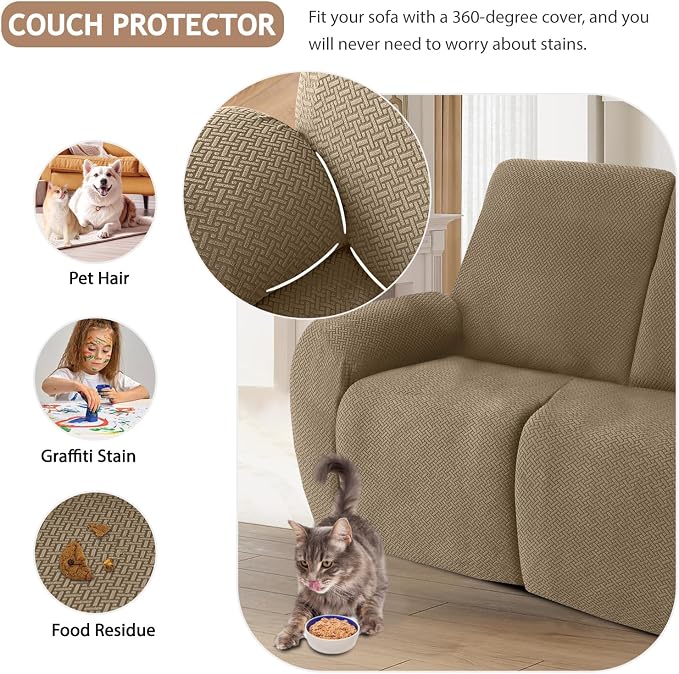 ALIECOM 100% Waterproof Recliner Sectional Couch Covers L Shape Stretch Corner - Image 6
