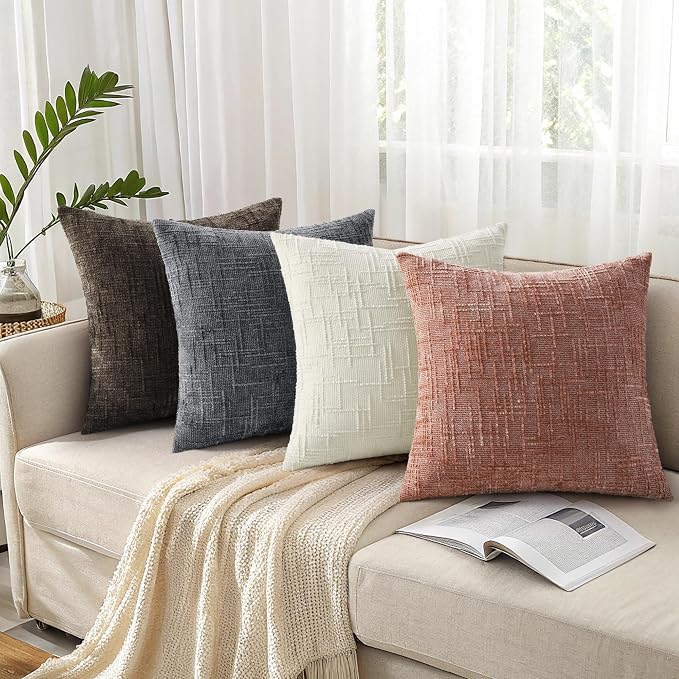 decorUhome Summer Pink Chenille Euro Sham Throw Pillow Covers 24x24 Set of 2 - Image 7