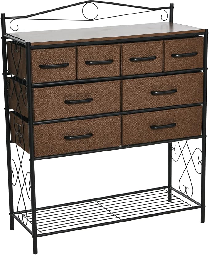 Household Essentials Walnut Iron 8-Drawer Sideboard by HouseholdEssentials