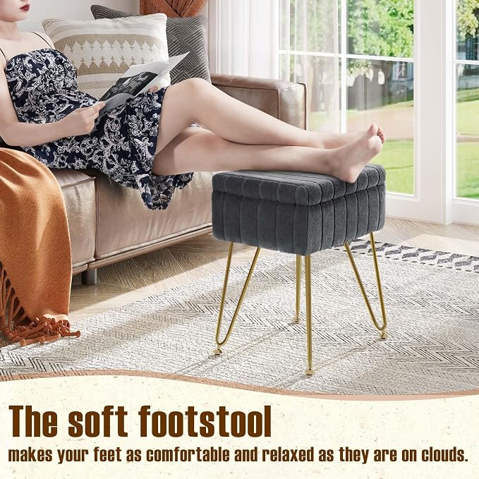 Greenstell Vanity Stool Chair Faux Fur - Image 4