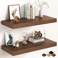32Inch Walnut Floating Shelves for Wall, 12 Inch Deep Shelves for Bedroom by FunMemories