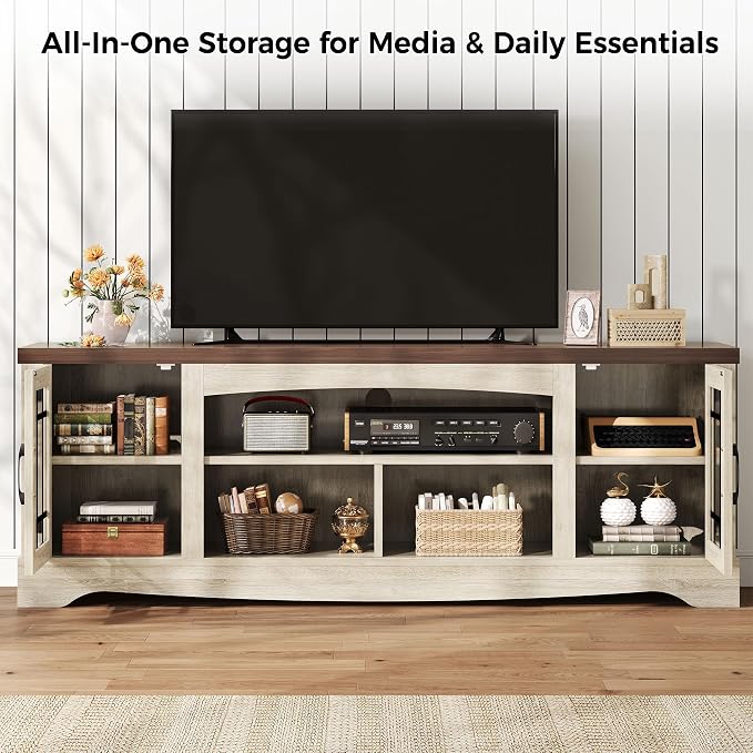 IRONCK Farmhouse TV Stand for 75 Inch TV, Rustic Entertainment Center - Image 7