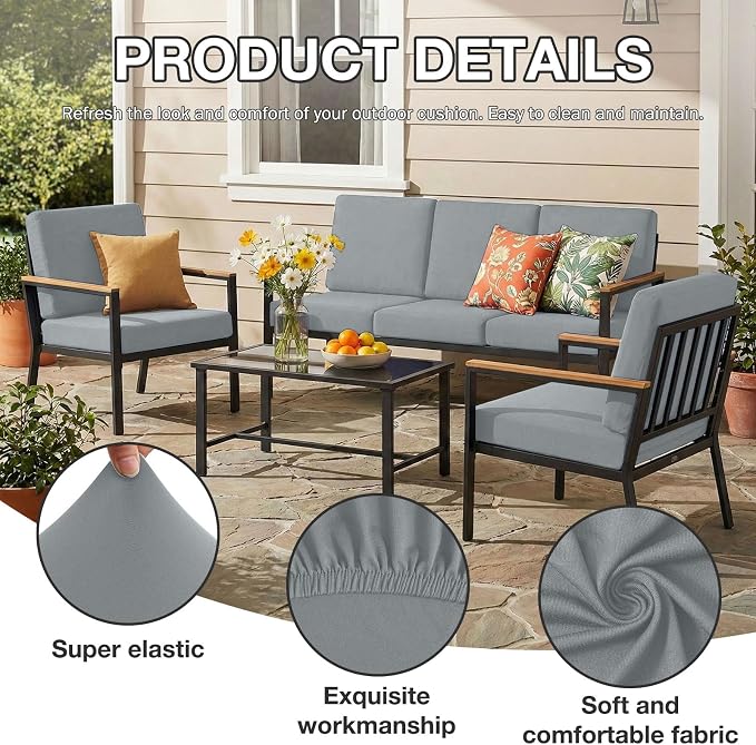 hyha 12Pcs Patio Cushion Covers, Stretch Outdoor Couch Cushion Covers - Image 3