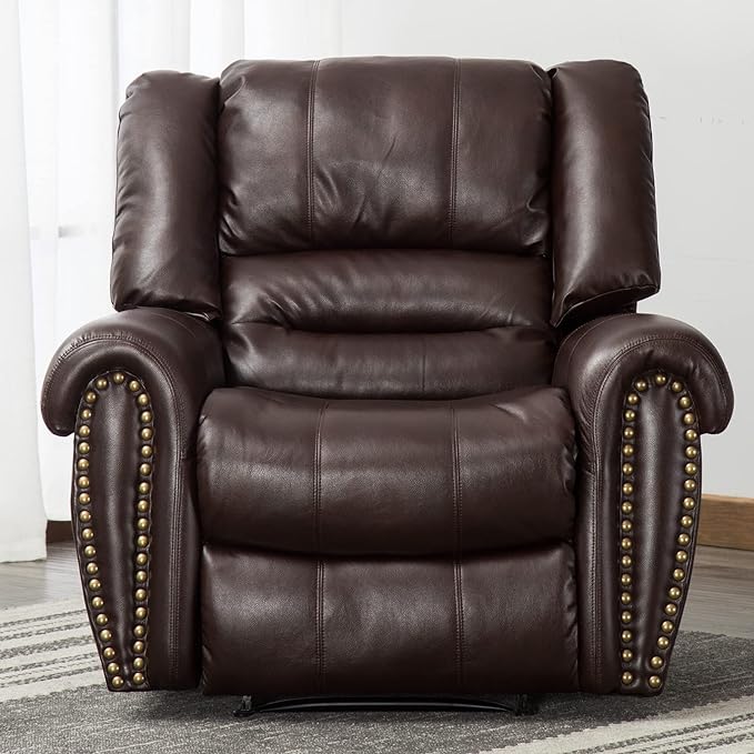 CANMOV Leather Recliner Chair, Classic and Traditional Manual Recliner Chair - Image 3