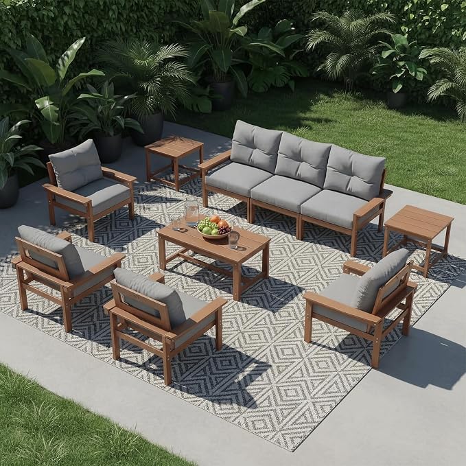 HDPE 7 Piece Patio Furniture Set, All-Weather Outdoor Couch Set by YourPerfectOutdoorEscape