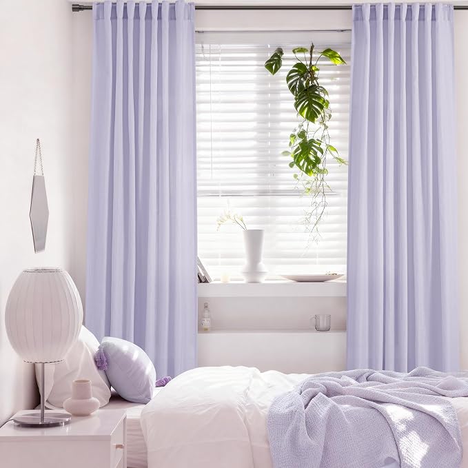 Lavender Purple Linen Curtain 90 Inch Long 2 Panels - Image 5