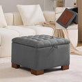 WUTUTUEE 24" Fabric Square Storage Ottoman by WUTUTUEE