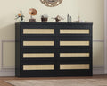47 Inch Rattan 8 Drawer Dresser, Modern Farmhouse Chest of Drawers, Tv Stand by Unknown