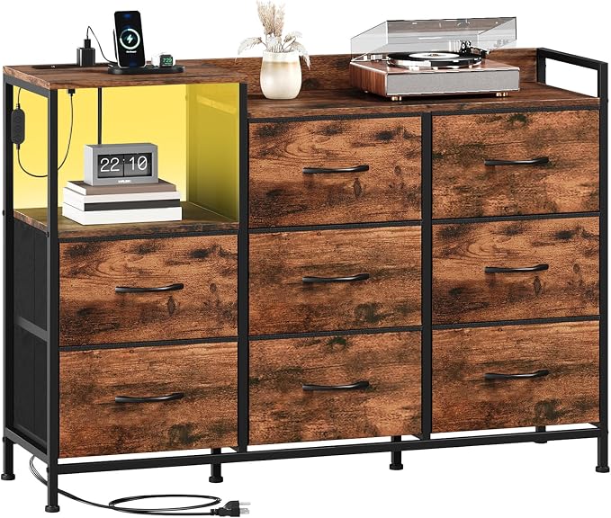 Somdot Dresser with Charging Station and Open Shelves, Dresser by Somdot