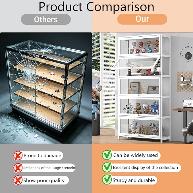 Display Cabinet with Acrylic Door, 5-Tier Curio Cabine, Collectibles Toy - Image 5
