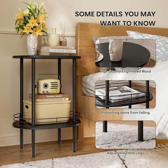 Nightstand Set of 2, Small Modern Round Side Table - Image 4