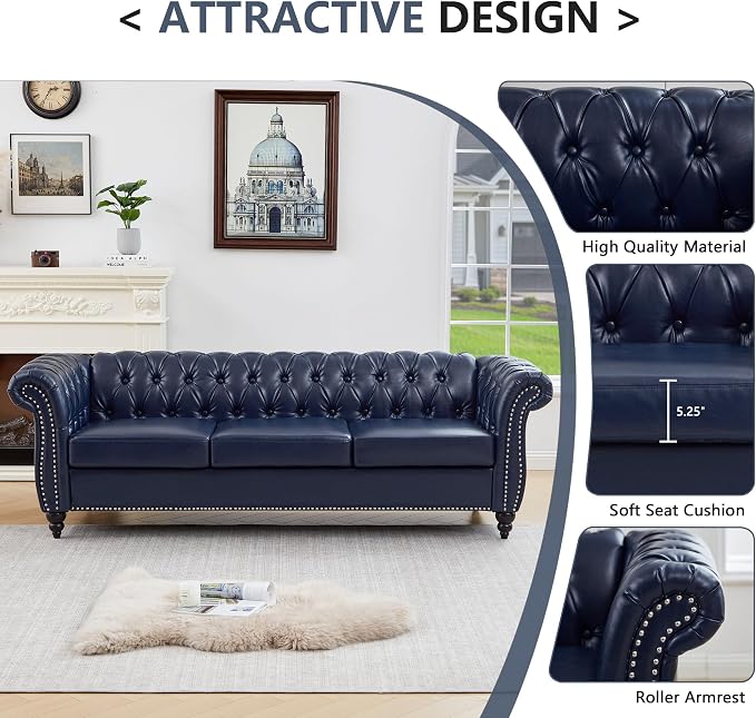 QHITTY 2 Piece Living Room Set, Chesterfield Sectional Sofa Chair Contemporary - Image 4