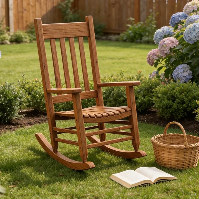 Oversized Outdoor Wooden Rocking Chair - Image 9