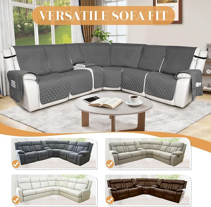 HDCAXKJ 100% Waterproof Reclining Sectional Couch Covers L Shape Recliner Sofa - Image 6