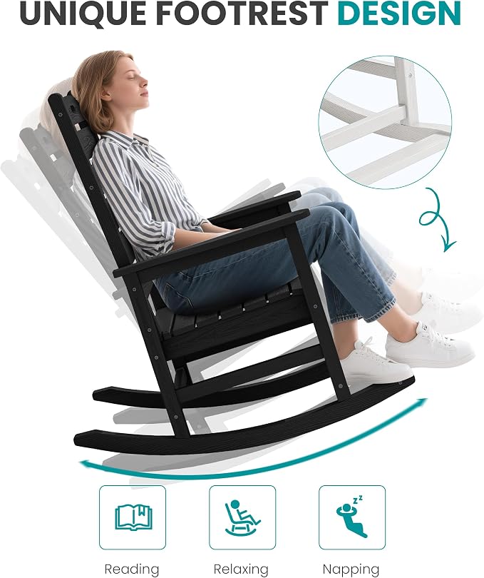 SERWALL Outdoor Rocking Chair Set of 2, Oversized Rocking Chair - Image 7