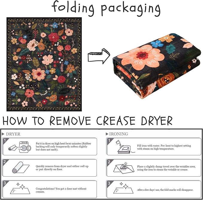 Rugcomf Area Rugs 9x12 Living Room Clearance Washable Boho Rug Non Slip Floral - Image 9