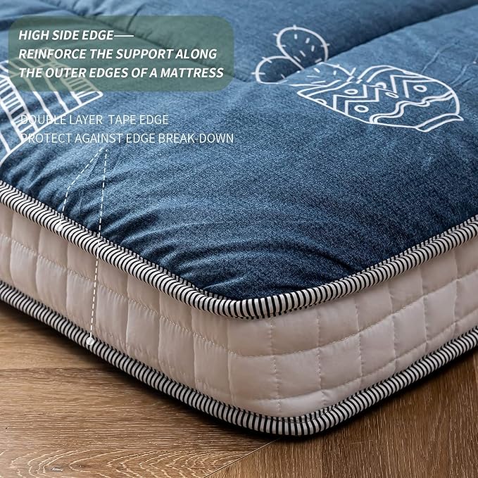 MAXYOYO Grey Cactus Pattern Twin Size Futon Mattress, Japanese Floor Mattress - Image 5