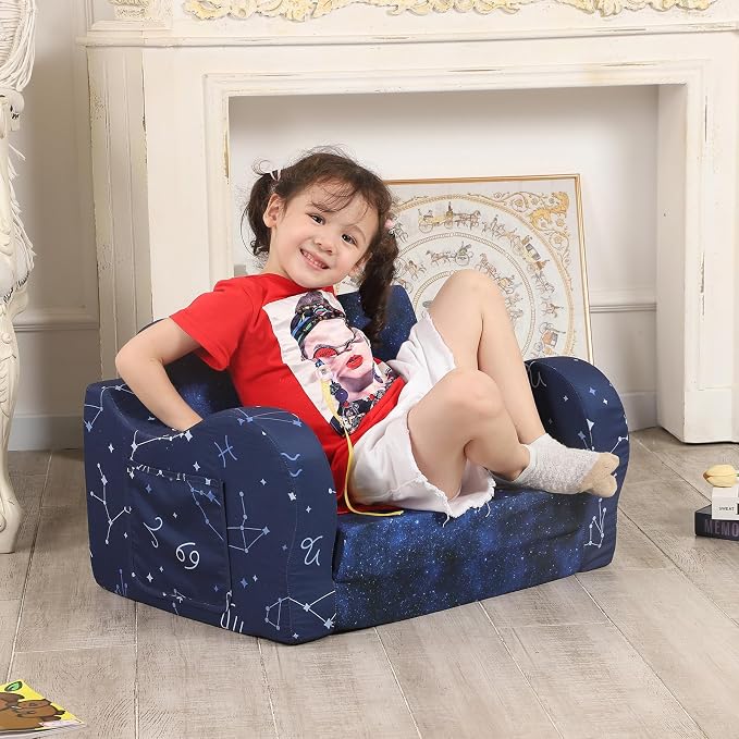 MOMCAYWEX Kids Sofa, 2-in-1 Flip-Out Foam Couch, Foldable Soft Play Lounge Chair - Image 2