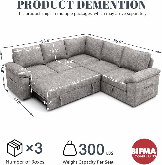 85 Inch Modular Sectional Sofa - Image 3