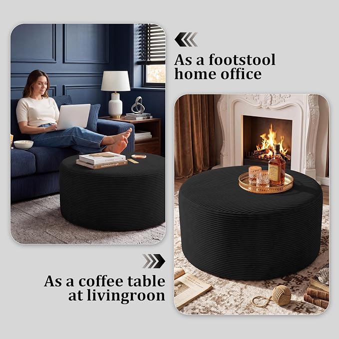 BSHOMGI Round Coffee Table Ottoman - Image 3