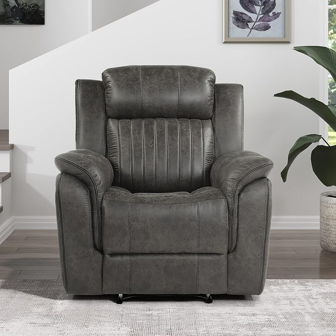 Lexicon Recliner Chair, Home Theater Seating, Manual Polished Microfiber by Lexicon