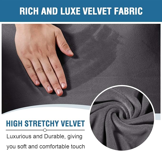 H.VERSAILTEX Velvet Stretch Recliner Couch Covers 6-Pieces Recliner Loveseat - Image 3