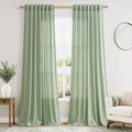Nanspring Mist Sage Linen Curtains Semi Sheer 96 Inches Long 2 Panels Set by Nanspring