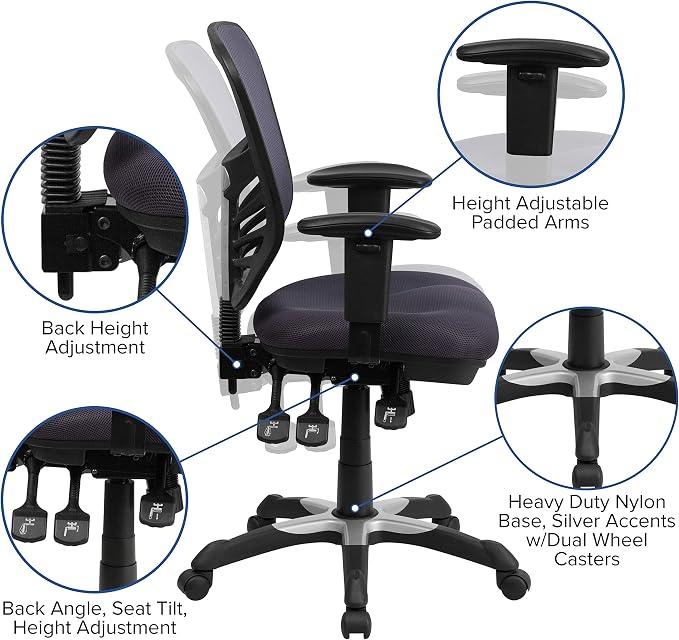 Flash Furniture Nicholas Mid-Back Swivel Office and Gaming Chair, Ergonomic - Image 4