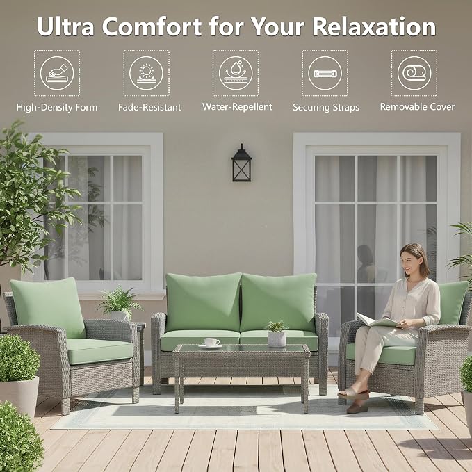 24x24 Inch Outdoor Chair Cushions Set of 4, Patio Furniture Cushions - Image 2
