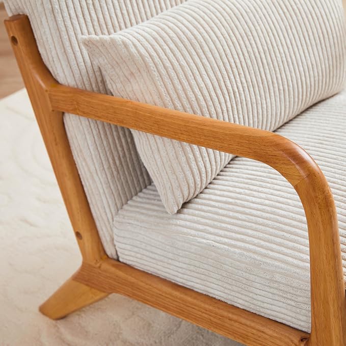 Mid Century Modern Accent Chair, Solid Wood Comfy Living Room Chair - Image 5
