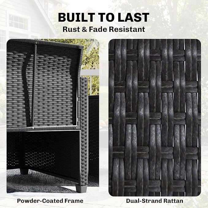 Outsunny 3 Piece Patio Furniture Set, Wicker Outdoor Bistro Set - Image 3
