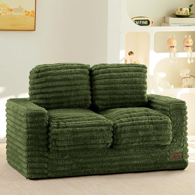 MAXYOYO Extra Wide Kids Bean Bag Chair, Comfy Faux Fur Bean Bag Sofa by MAXYOYO