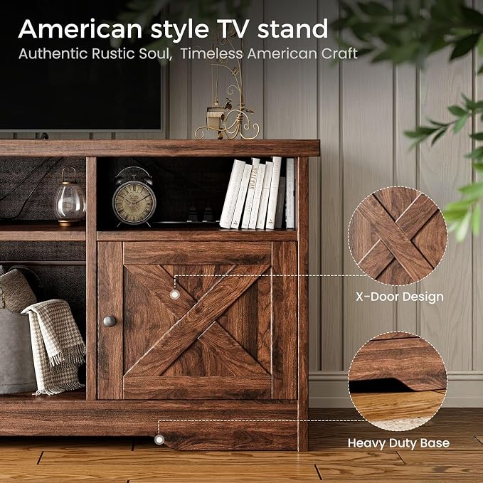 Casaottima TV Stand for 65 Inch TV, Farmhouse Entertainment Center - Image 5