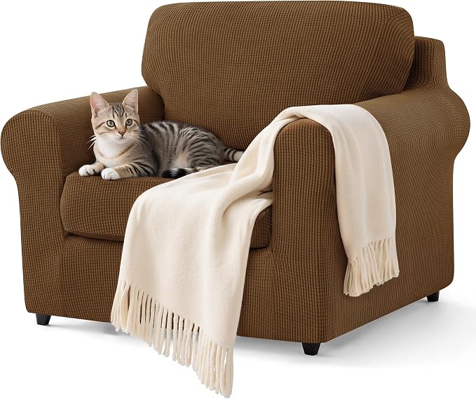 SUBRTEX 3 Pieces Stretch Sofa Slipcover Sets Couch Cover Sets Backrest Cushion by Subrtex