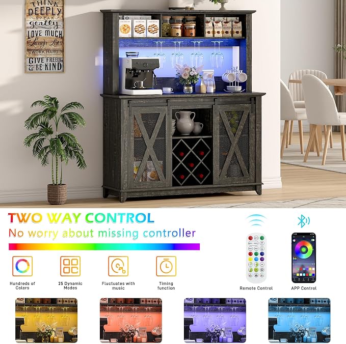 47"Wide 56"H Farmhouse Coffee Bar Cabinet - Image 4