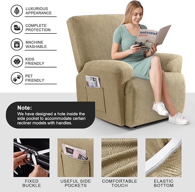 Timeles Recliner Covers Extra Wide Recliner Chair Cover Reclining Sofa - Image 3
