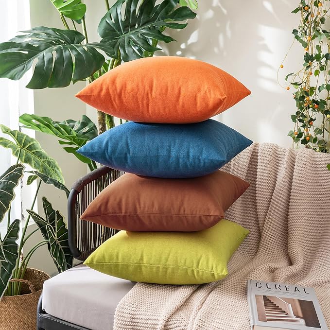 MIULEE Pack of 2 Decorative Outdoor Solid Waterproof Throw Pillow Covers Faux - Image 9