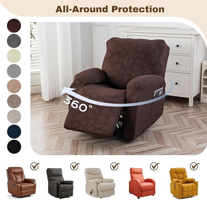 Gennia Recliner Chair Covers 3 Pieces, Waterproof Jacquard Reclining Chair Cover - Image 6
