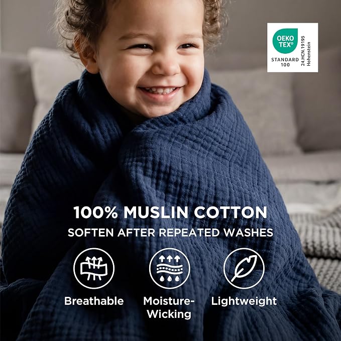 Bedsure 100% Cotton Muslin Blankets - Image 2