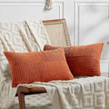 Fancy Homi Set of 2 Burnt Orange Lumbar Decorative Throw Pillow Covers 20x28 by Fancy+Homi