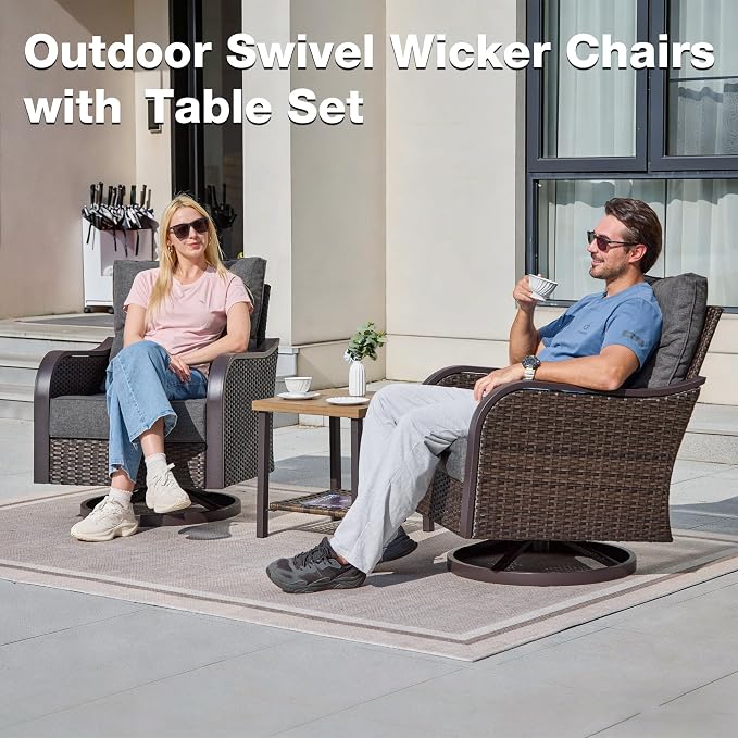 Outdoor Swivel Rocker Chairs, Wicker Swivel Rocking Chairs - Image 7