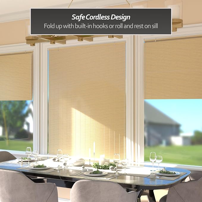Red Lantern Bamboo Cordless Window Shade - Image 3