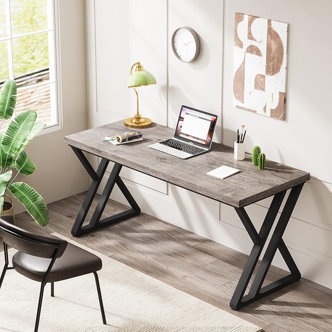 LITTLE TREE 55 Inch Large Simple Industrial Computer Desk Study Writing Table - Image 4