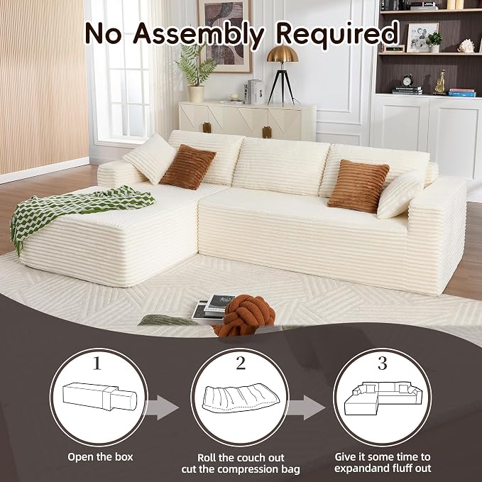 Opiesit 108" Boneless Couches for Living Room, Modular Sectional Sofa - Image 7
